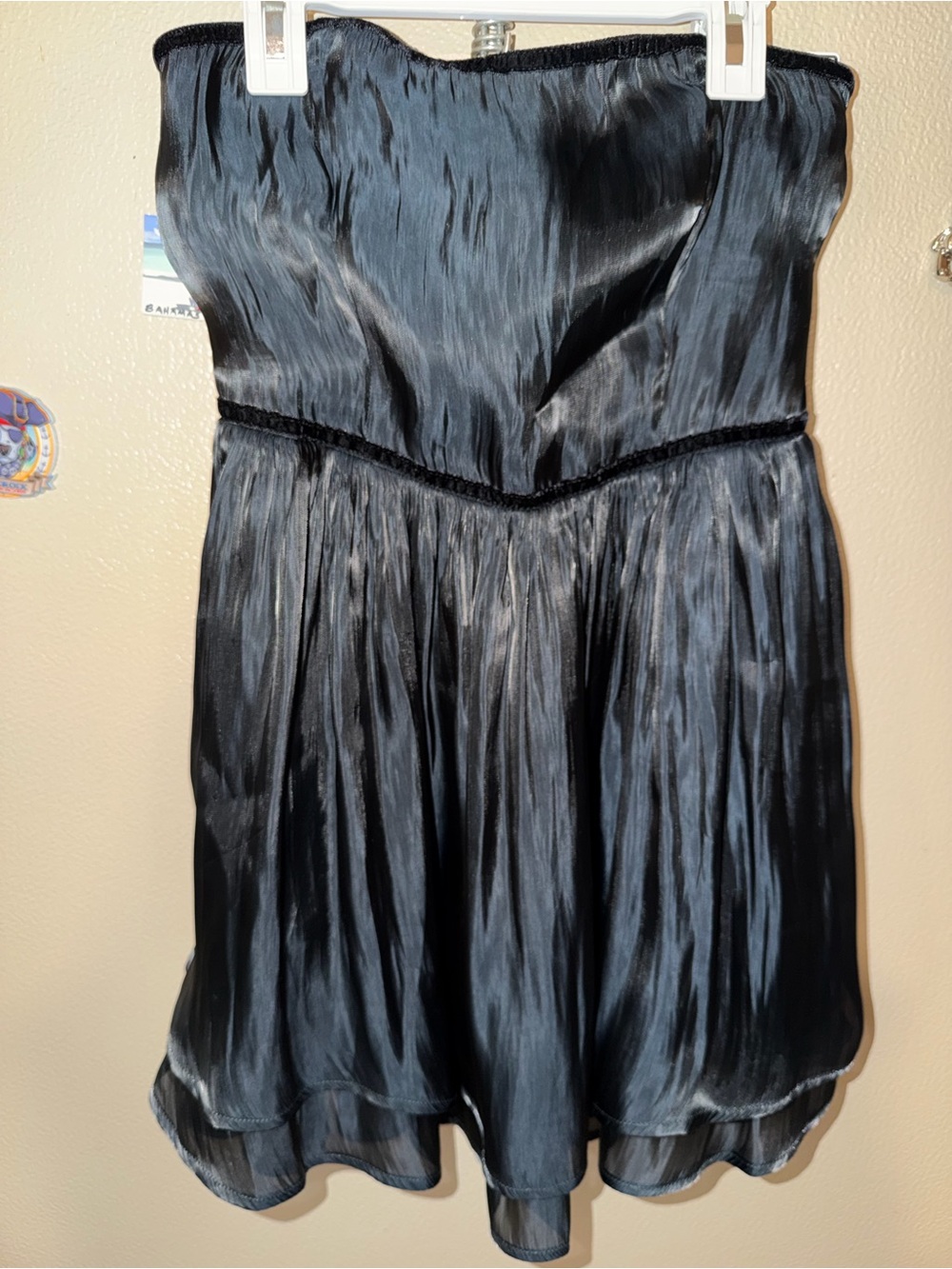Free People Strapless Black Satin Cocktail Dress
